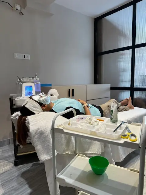 A facial treatment in progress at Facematic