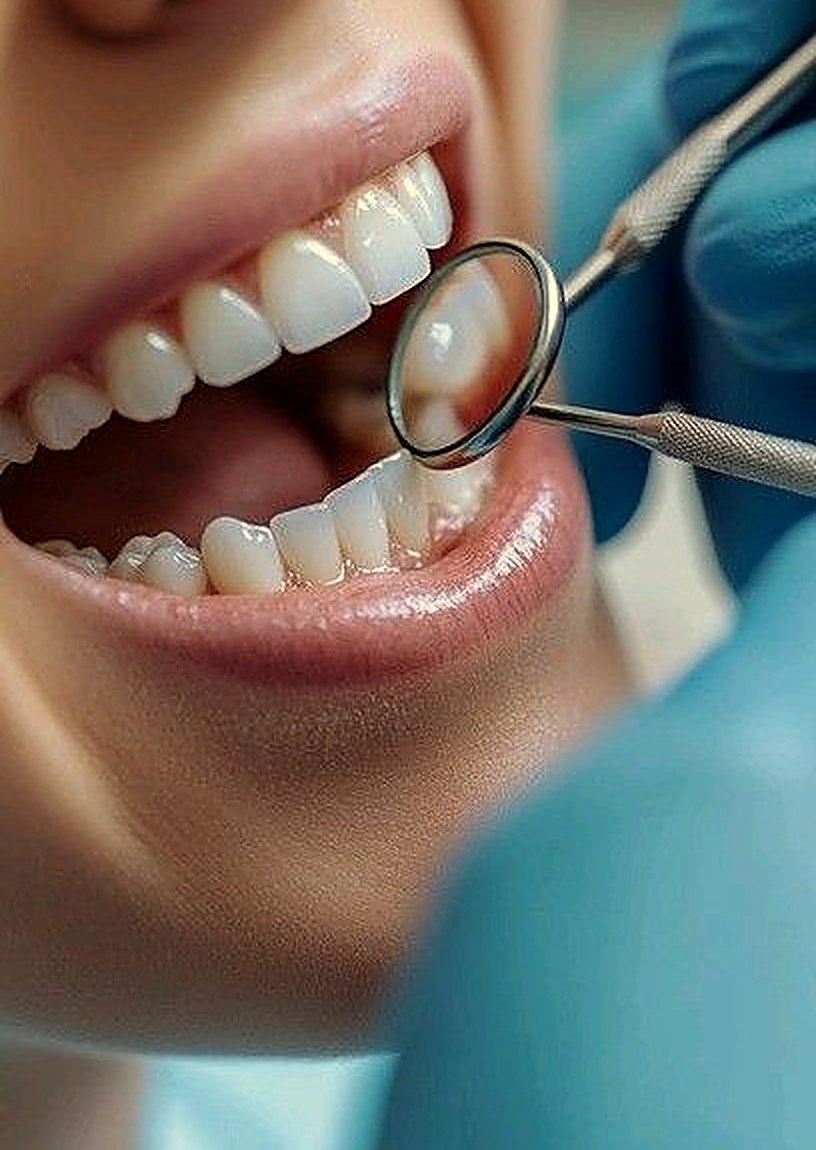 Dental examination of a bright, healthy smile